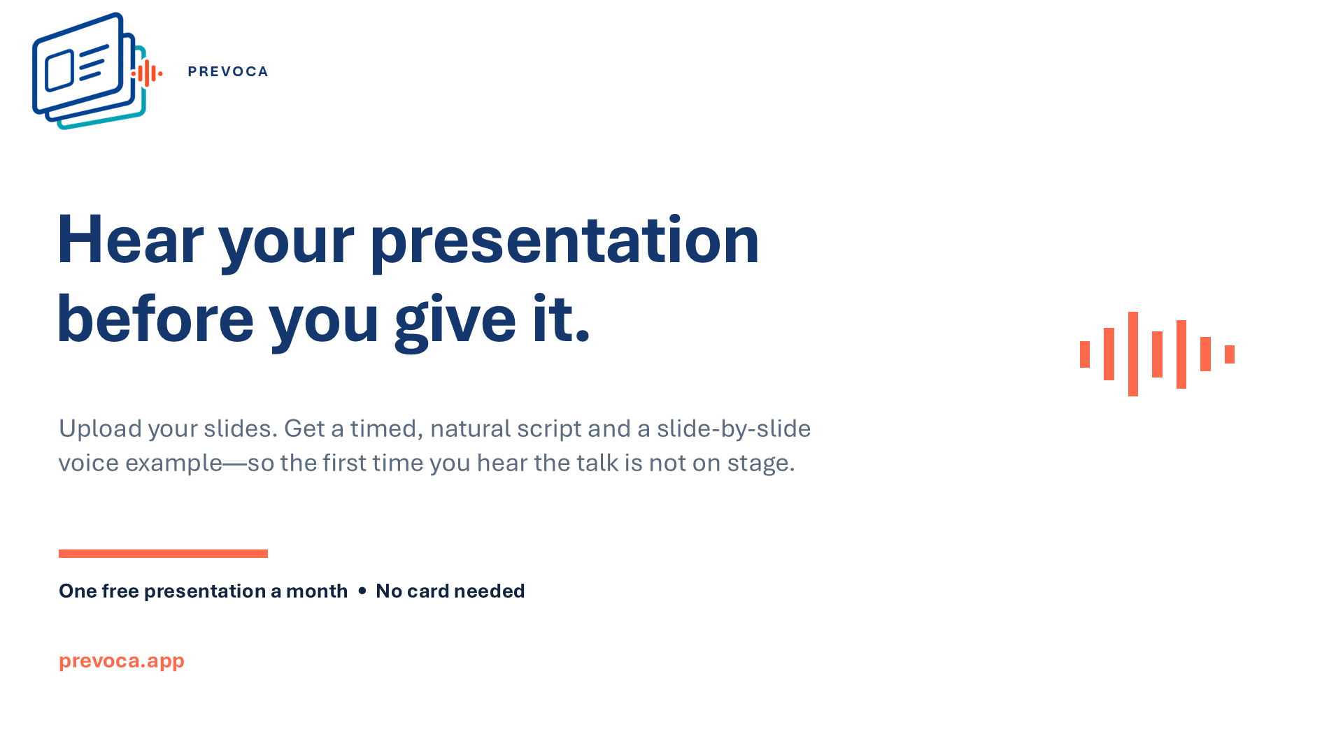 Slide 1 of the Prevoca introduction presentation